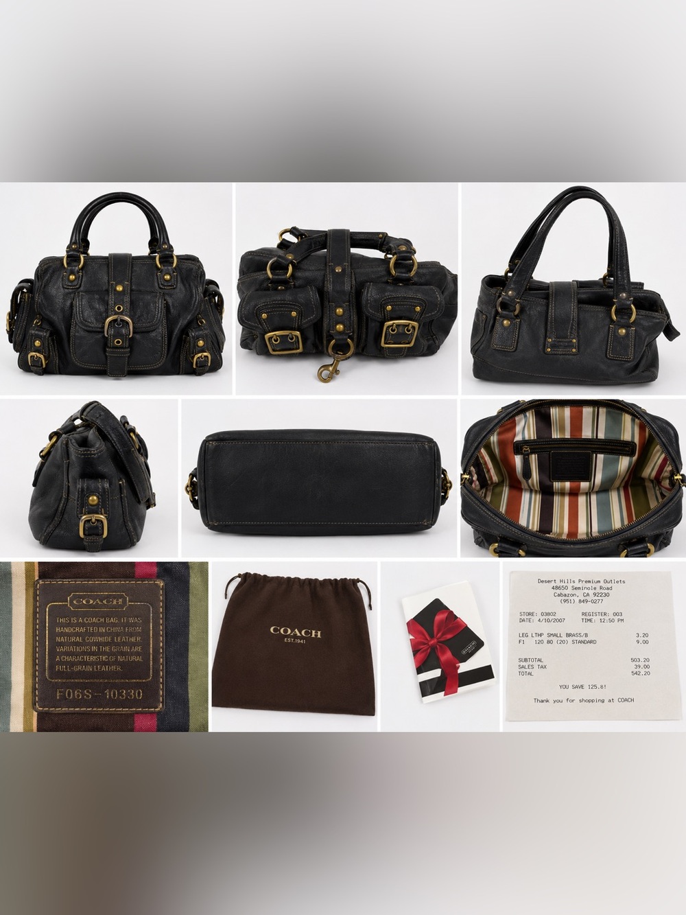 Coach Black Leather Satchel with Brass Hardware